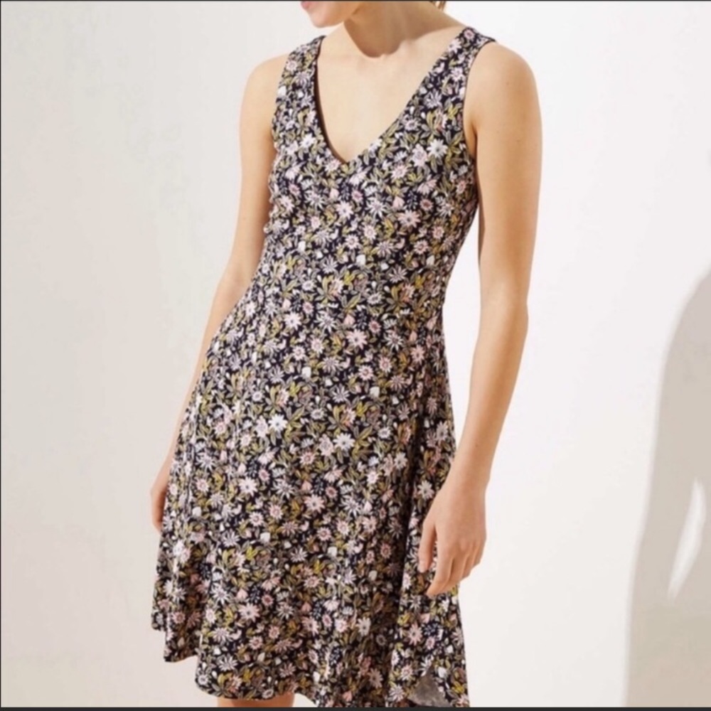 LOFT floral print midi dress